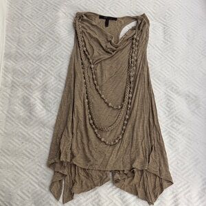BCBGMaxAzria Tan Draped Blouse
